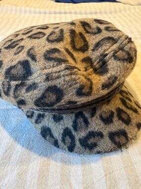 Brixton Leopard Print Baker Boy Cap in Tan and Black